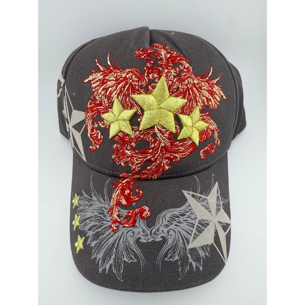 Pugs Gear Premium Grey Phoenix Star Embroidered‎ Wing Graphic Baseball Cap NWT